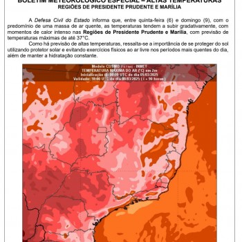 Defesa Civil emite boletim especial de calor intenso
